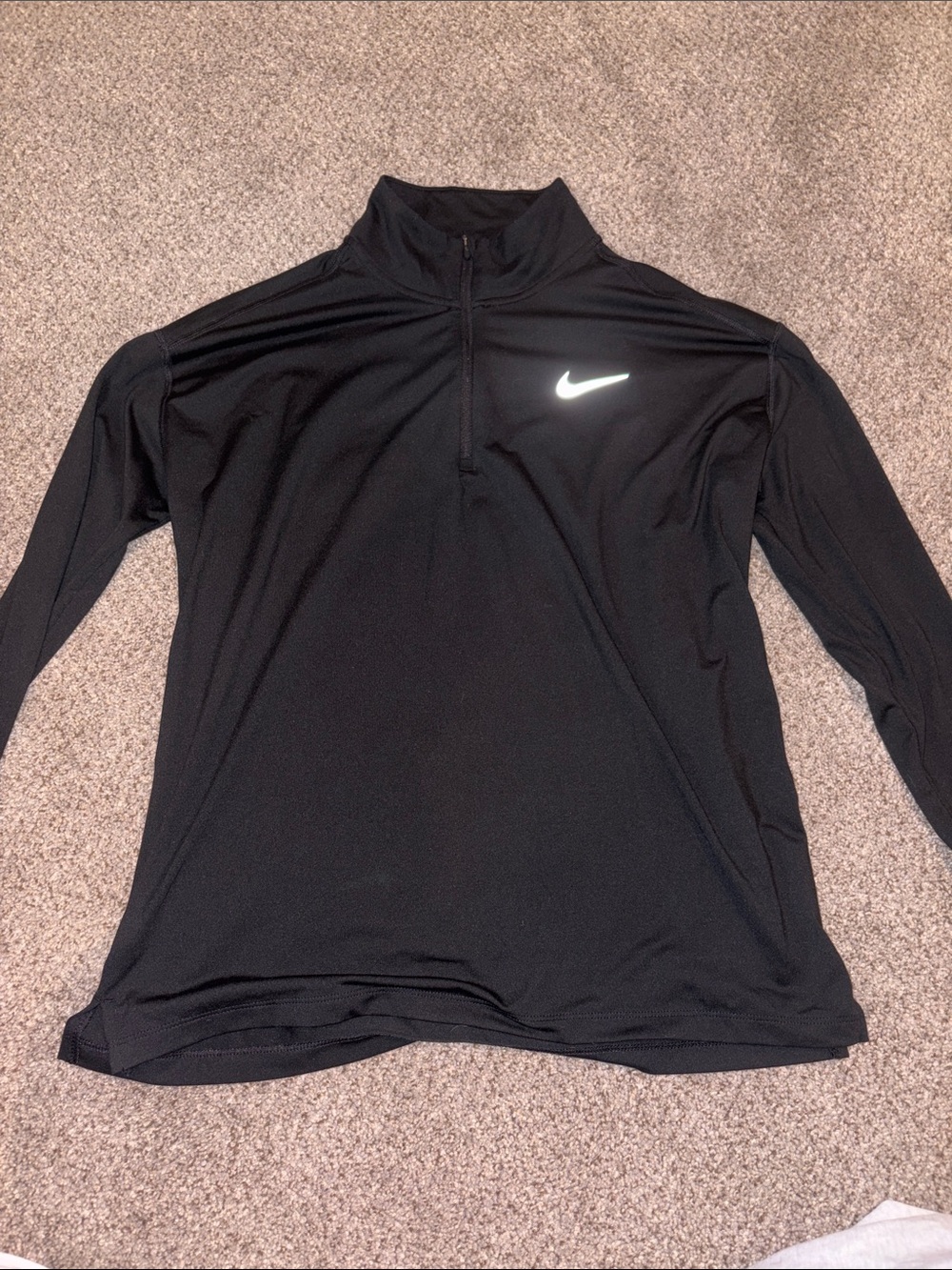 Nike Black Quarter-Zip Performance Top with White Swoosh